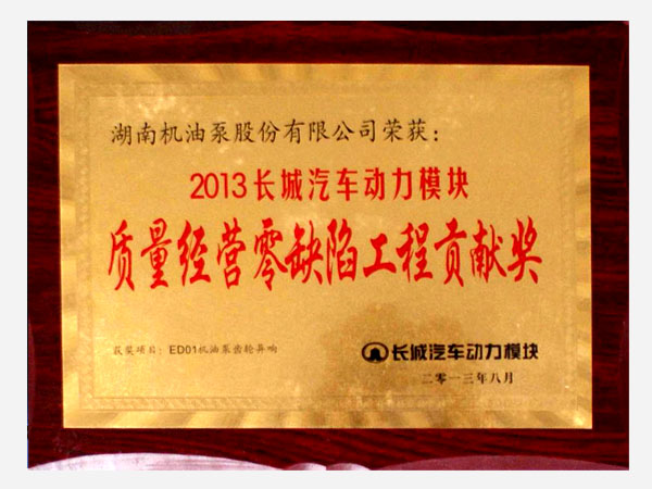 湘油泵合作伙伴榮譽獎項